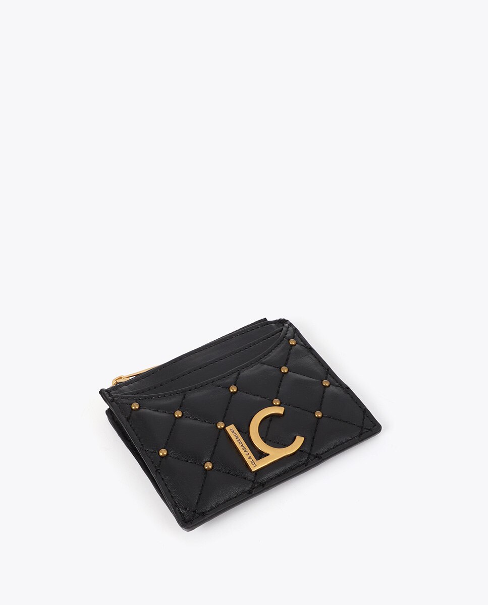 Tarjetero efecto piel acolchada con mini tachas - Lola Casademunt - Negro Negro-3