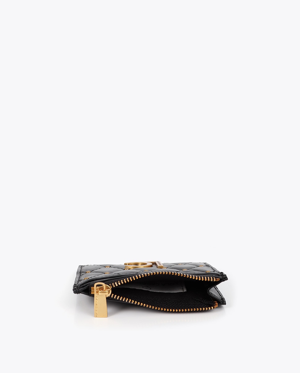 Tarjetero efecto piel acolchada con mini tachas - Lola Casademunt - Negro Negro-4
