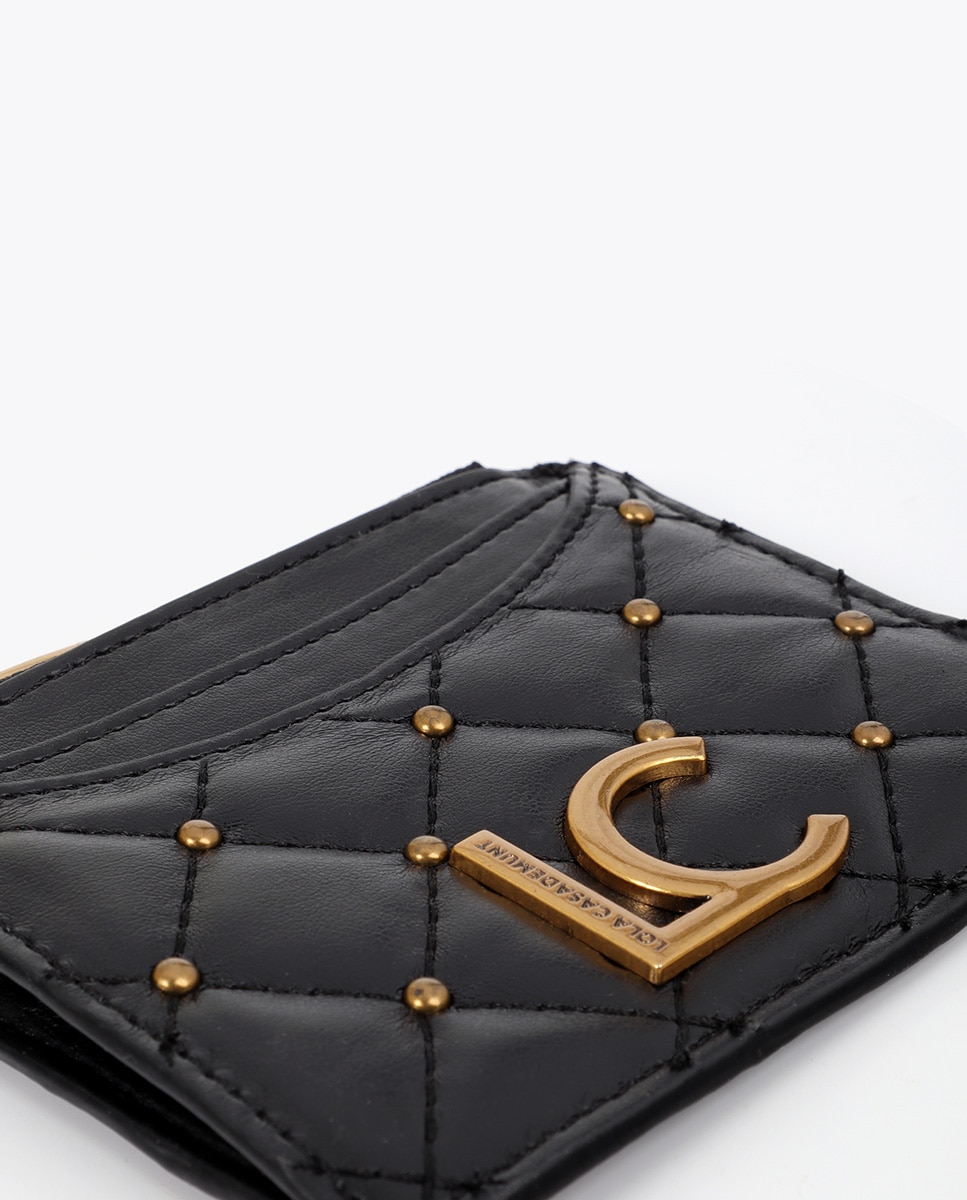 Tarjetero efecto piel acolchada con mini tachas - Lola Casademunt - Negro Negro-5