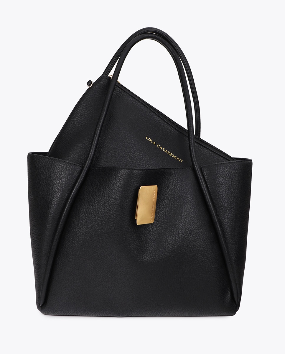 Shopper efecto piel detalle cierre metálico - Lola Casademunt - Negro Negro-5