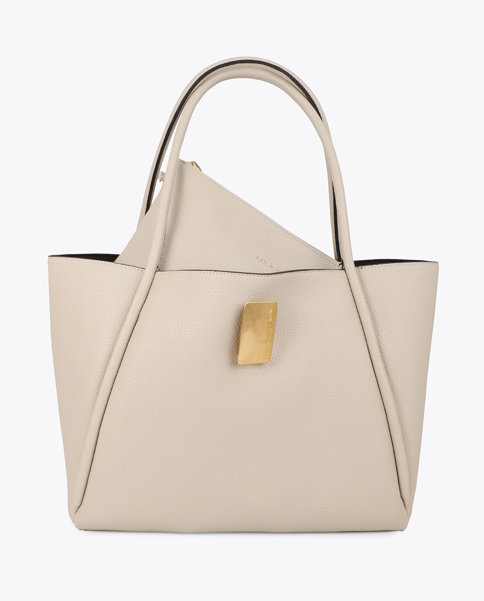 Shopper efecto piel detalle cierre metálico - Lola Casademunt - Natural Natural-5