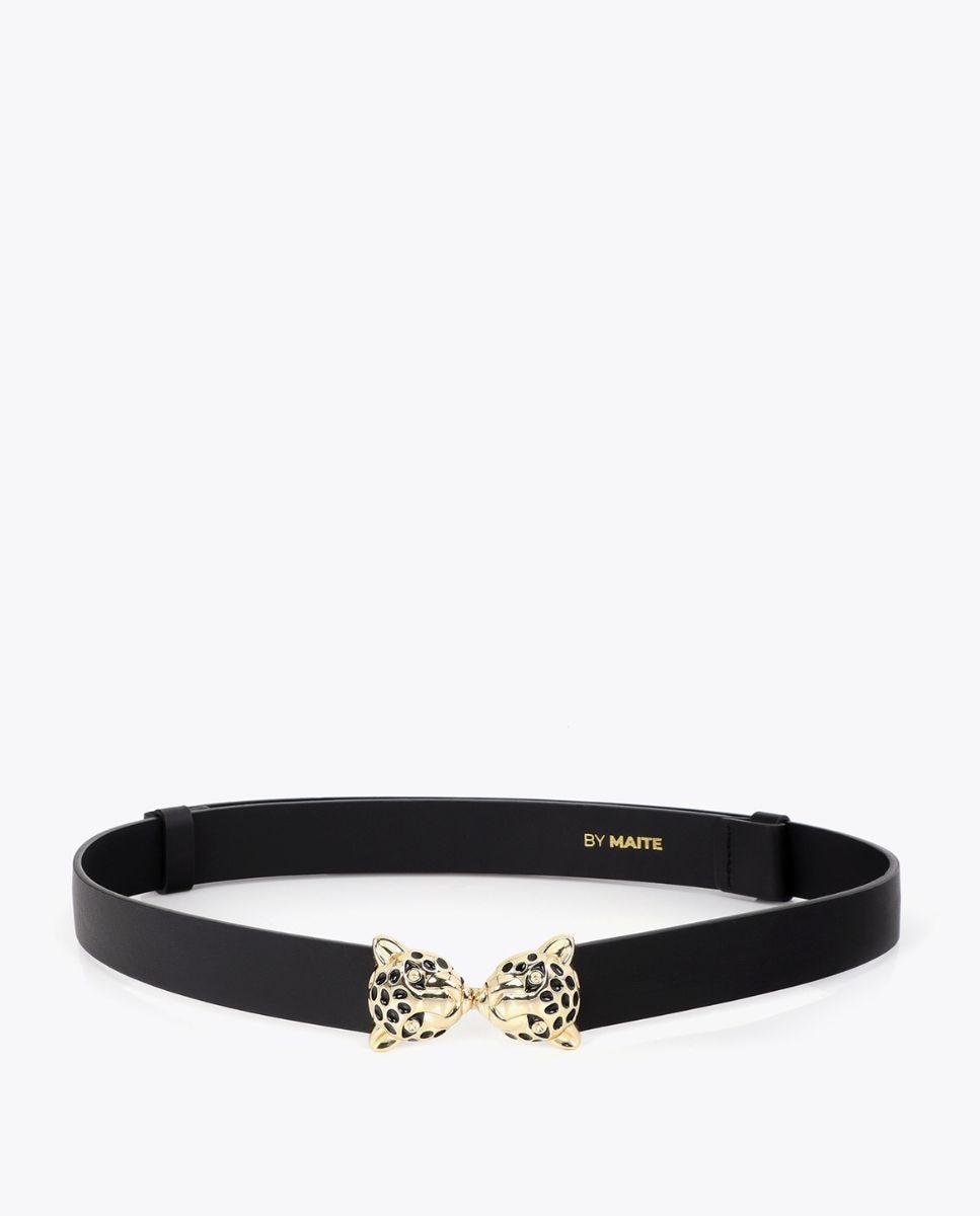 Cinturón ajustable doble hebilla leopardo - Lola Casademunt - Negro Negro-3