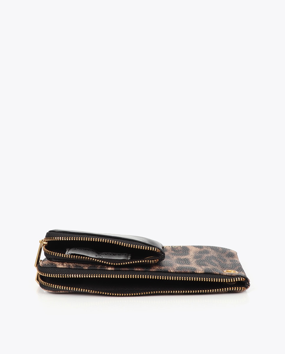 Monedero combinado animal print - Lola Casademunt - Marrón oscuro Marrón oscuro-4