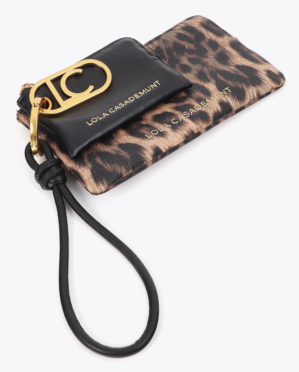 Monedero combinado animal print - Lola Casademunt - Marrón oscuro Marrón oscuro-5