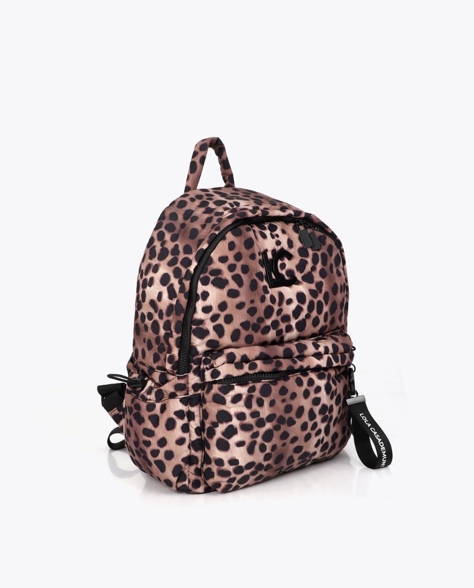 Mochila de nylon con estampado animal print - Lola Casademunt - Acacia / Marrón Acacia / Marrón-3