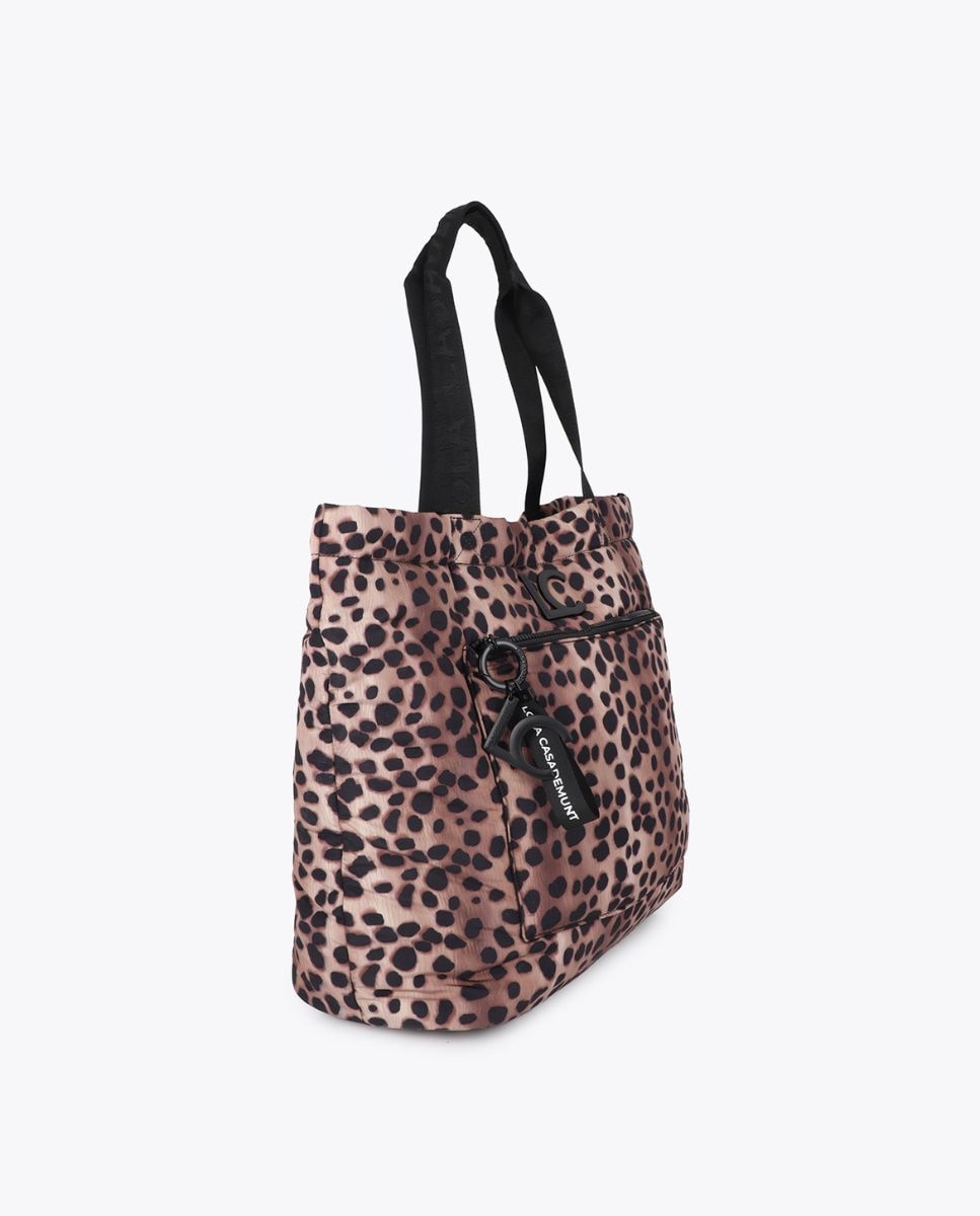 Shopper de nylon con estampado animal print - Lola Casademunt - Acacia / Marrón Acacia / Marrón-3