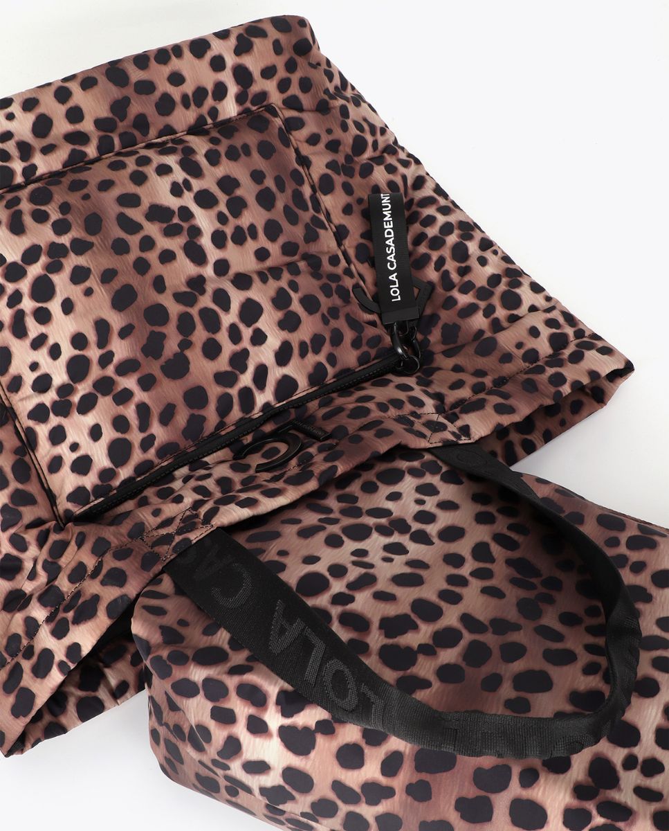 Shopper de nylon con estampado animal print - Lola Casademunt - Acacia / Marrón Acacia / Marrón-4