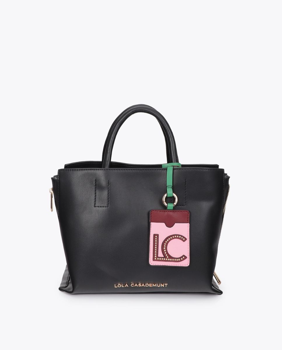 Shopper efecto piel con colgante a contraste - Lola Casademunt - Negro Negro-1