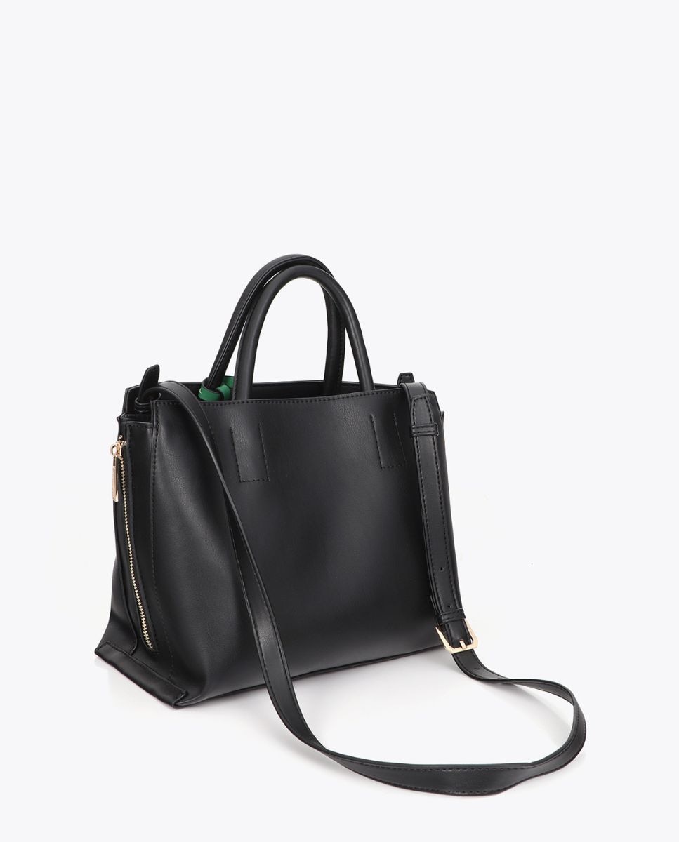 Shopper efecto piel con colgante a contraste - Lola Casademunt - Negro Negro-2