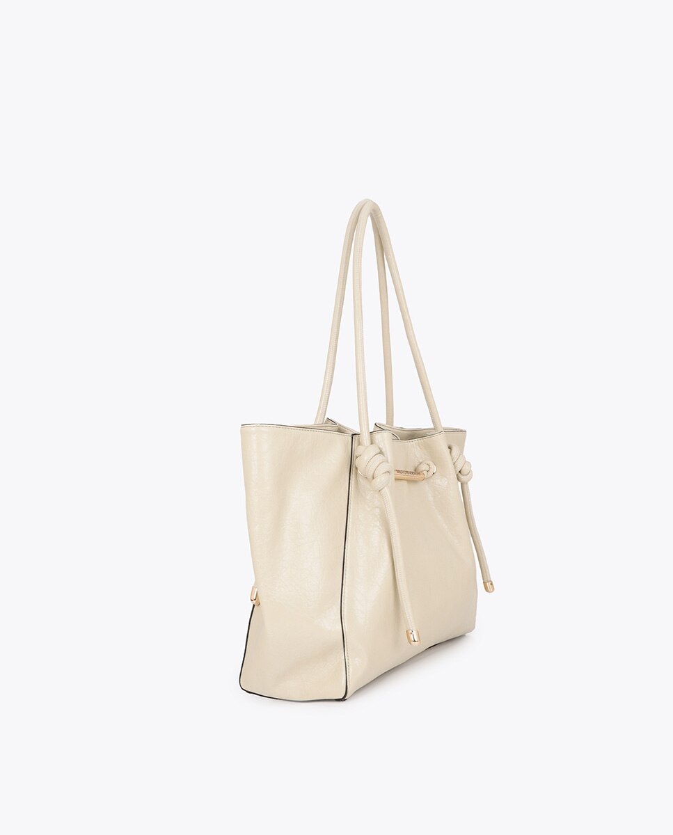 Shopper con detalle de tubo metálico - Lola Casademunt - Blanco Blanco-3