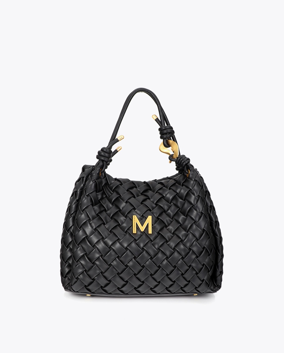 Shopper efecto piel trenzada con hebilla irregular - Lola Casademunt - Negro Negro-1