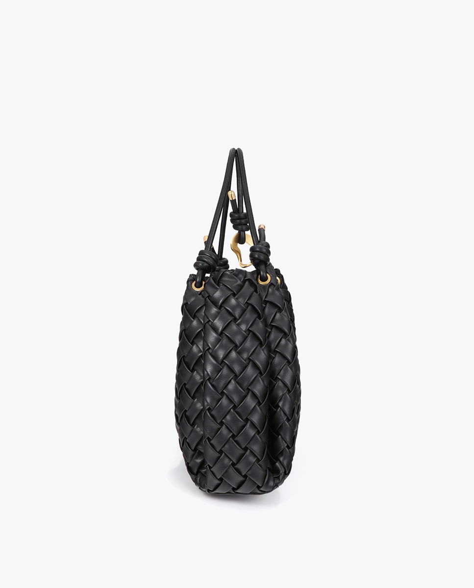 Shopper efecto piel trenzada con hebilla irregular - Lola Casademunt - Negro Negro-2