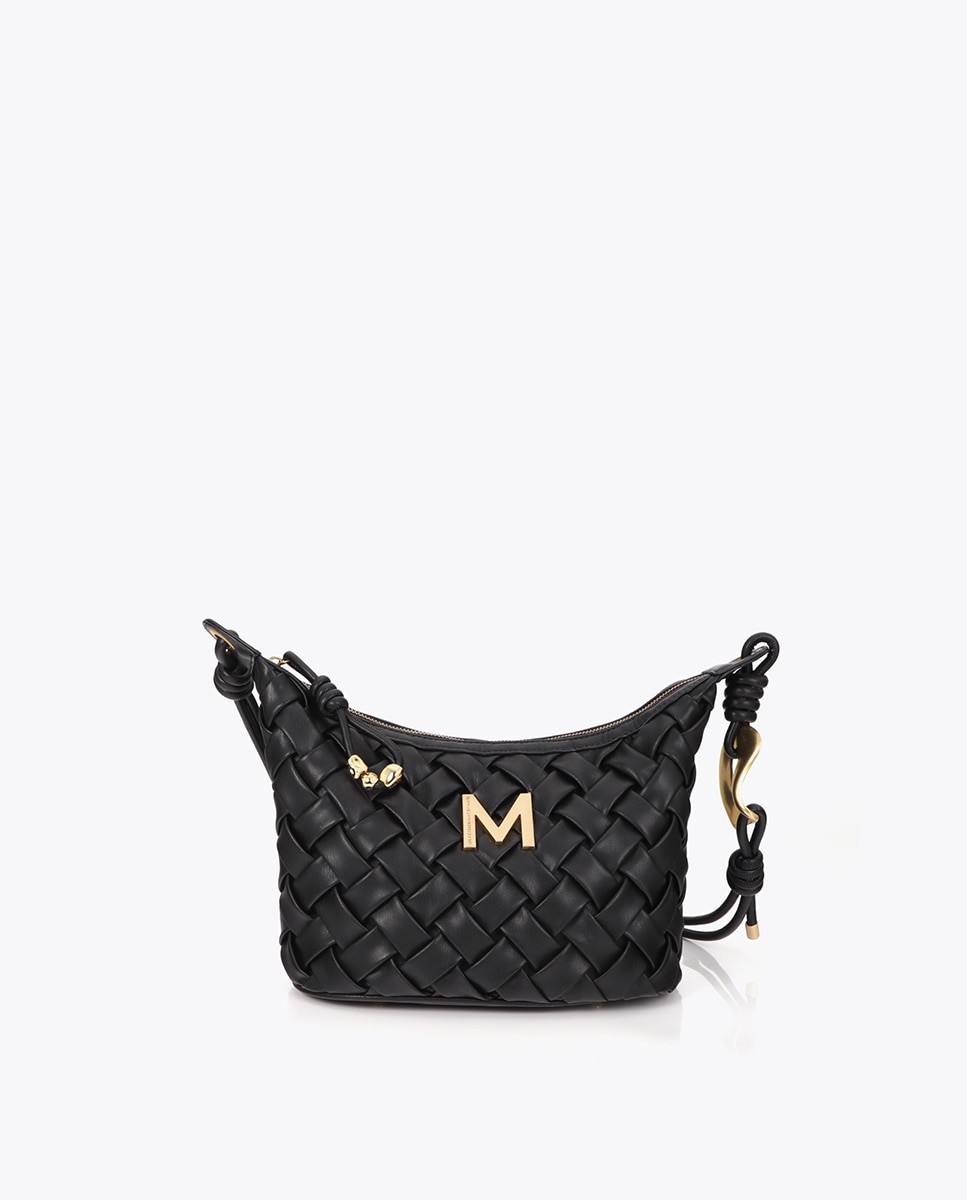 Bandolera efecto piel trenzada con hebilla irregular - Lola Casademunt - Negro Negro-1