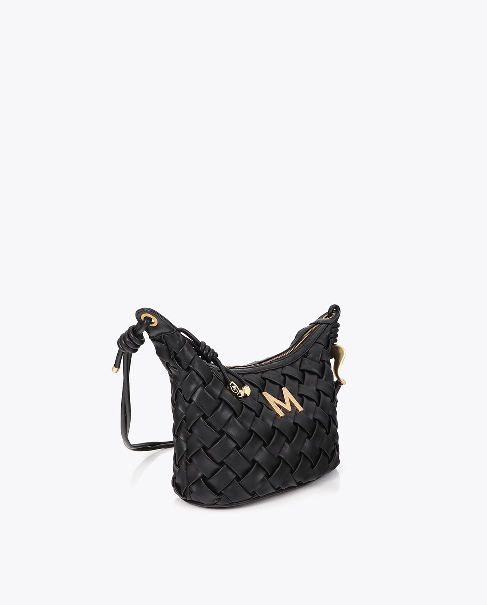 Bandolera efecto piel trenzada con hebilla irregular - Lola Casademunt - Negro Negro-3