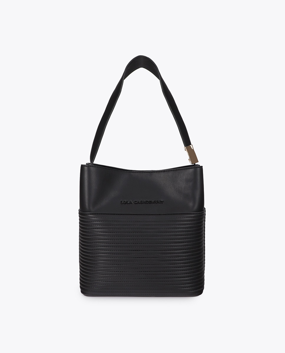 Shopper efecto piel rayas acolchadas y detalle bola metálica - Lola Casademunt - Negro Negro-1