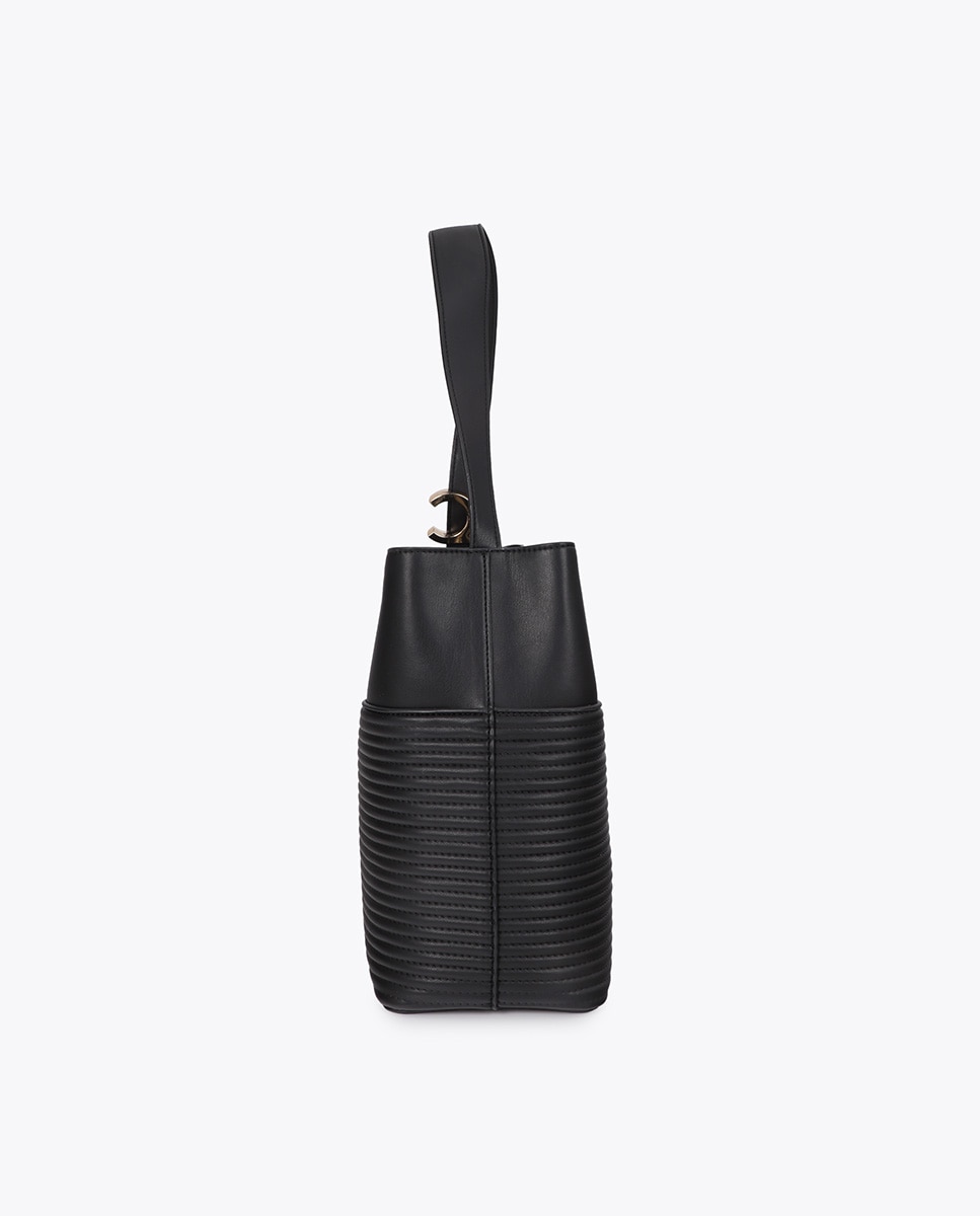 Shopper efecto piel rayas acolchadas y detalle bola metálica - Lola Casademunt - Negro Negro-2
