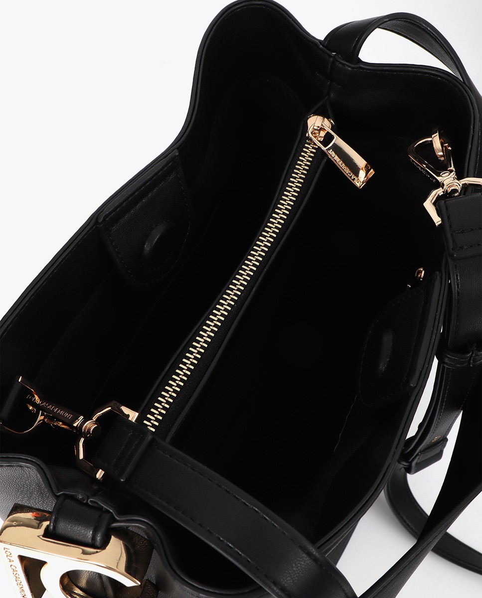 Shopper efecto piel rayas acolchadas y detalle bola metálica - Lola Casademunt - Negro Negro-5