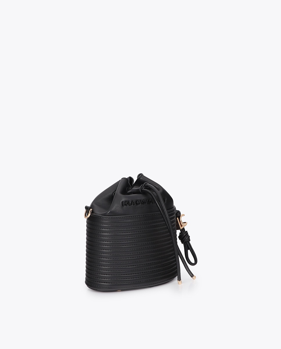 Bolso de hombro judas efecto piel rayas acolchadas y detalle bola metálica - Lola Casademunt - Negro Negro-3
