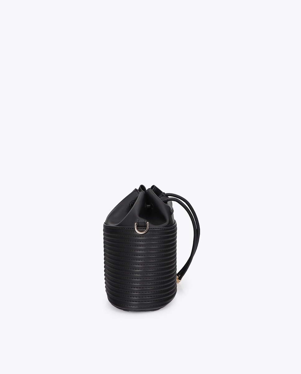 Bolso de hombro judas efecto piel rayas acolchadas y detalle bola metálica - Lola Casademunt - Negro Negro-2