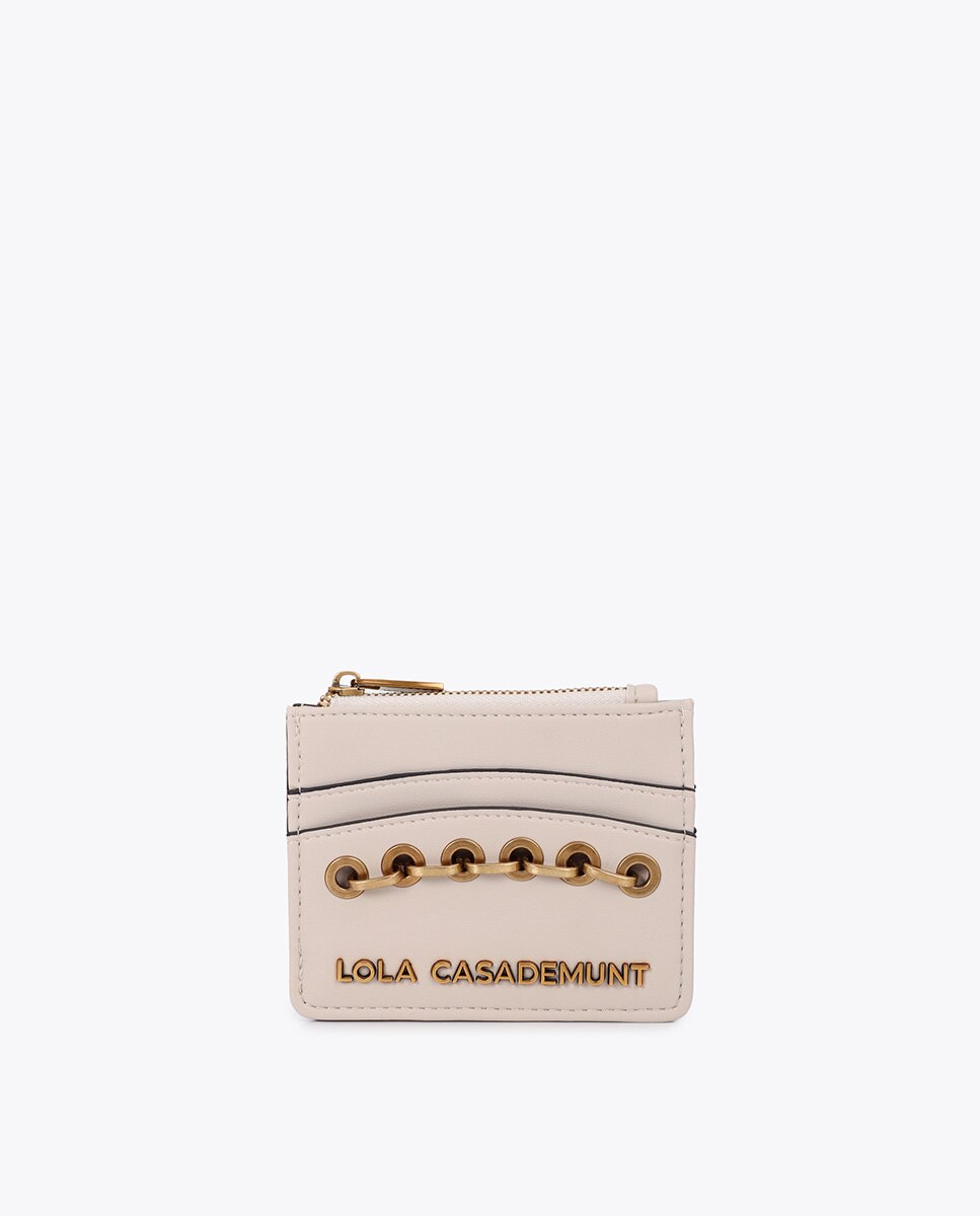 Tarjetero efecto piel con ojales - Lola Casademunt - Blanco Blanco-1