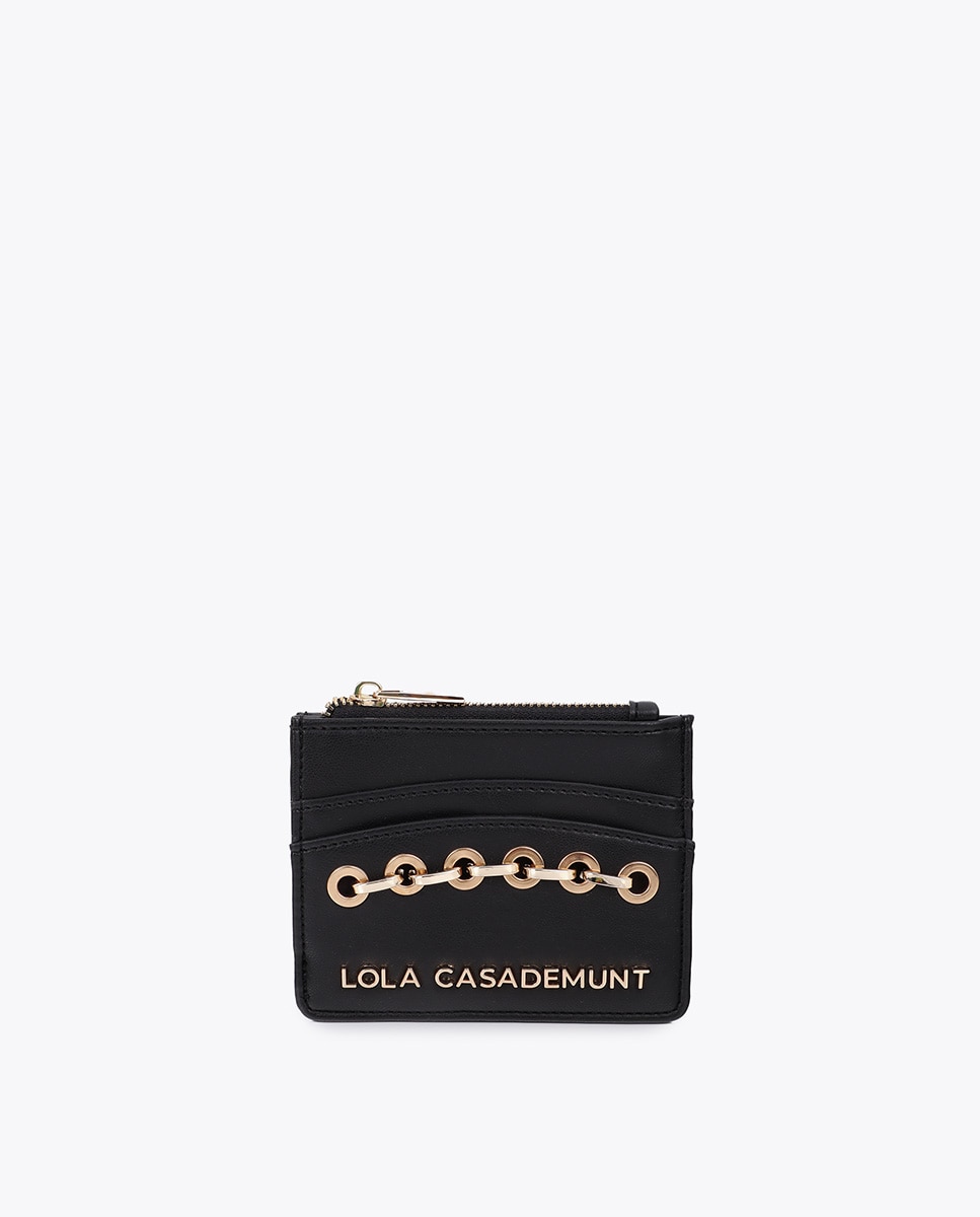 Tarjetero efecto piel con ojales - Lola Casademunt - Negro Negro-1