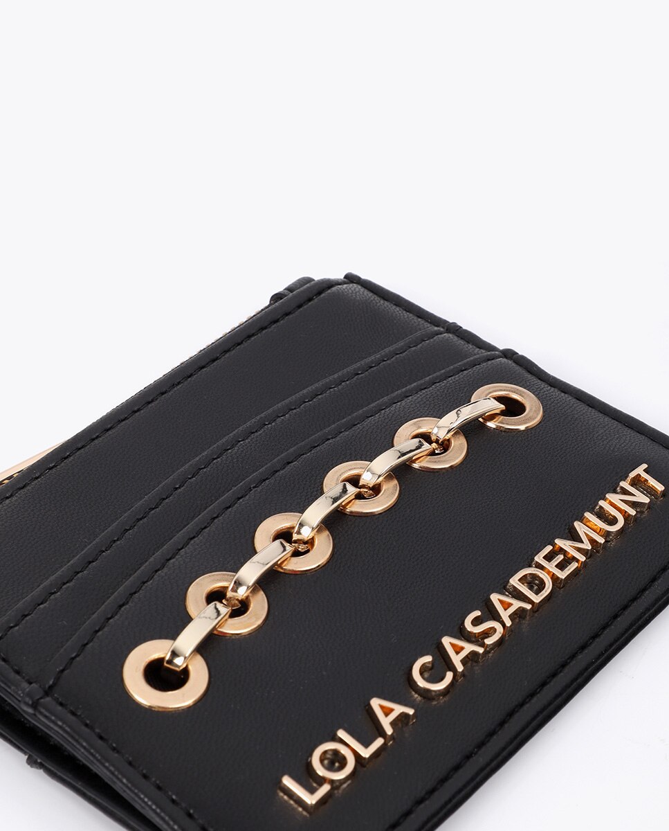 Tarjetero efecto piel con ojales - Lola Casademunt - Negro Negro-5