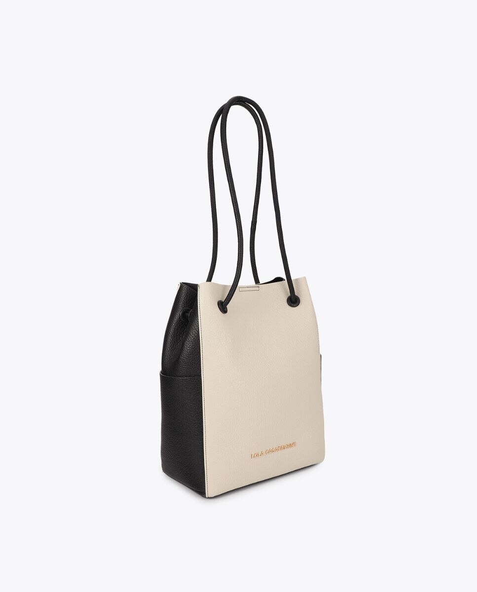Shopper efecto piel bicolor - Lola Casademunt - Blanco / Negro Blanco / Negro-4