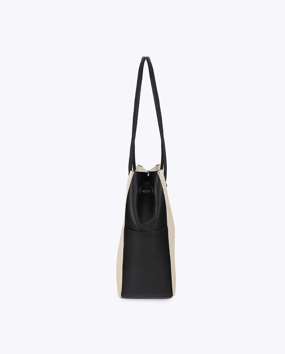 Shopper efecto piel bicolor - Lola Casademunt - Blanco / Negro Blanco / Negro-5