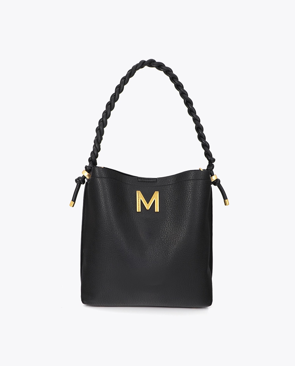 Shopper detalle trenzas frontal - Lola Casademunt - Negro Negro-1