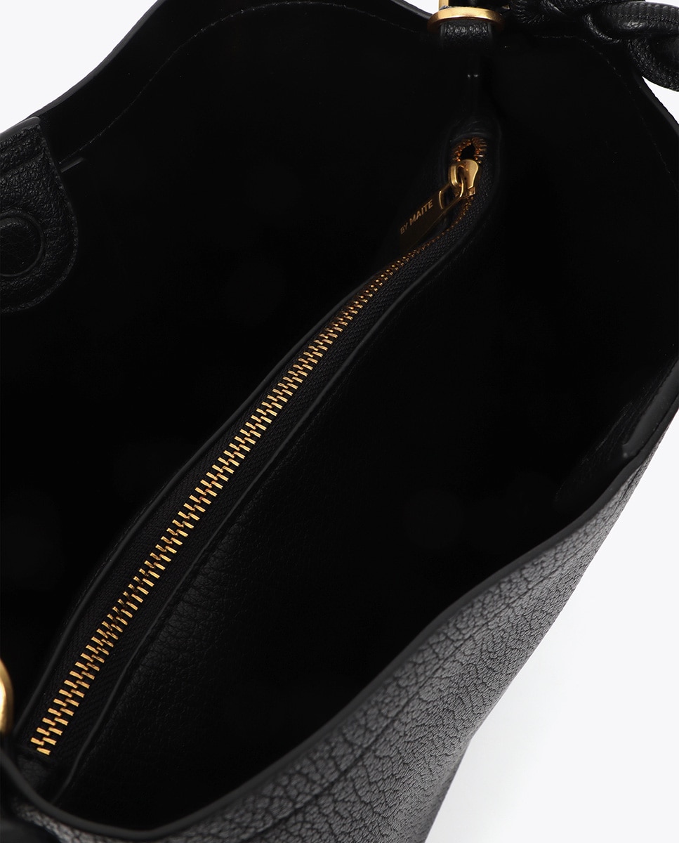 Shopper detalle trenzas frontal - Lola Casademunt - Negro Negro-5