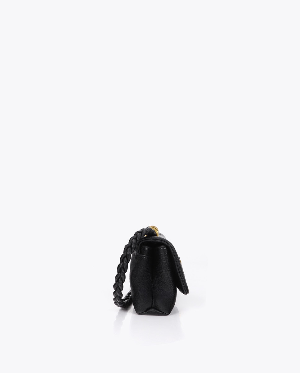 Bandolera con solapa asa trenzada - Lola Casademunt - Negro Negro-2