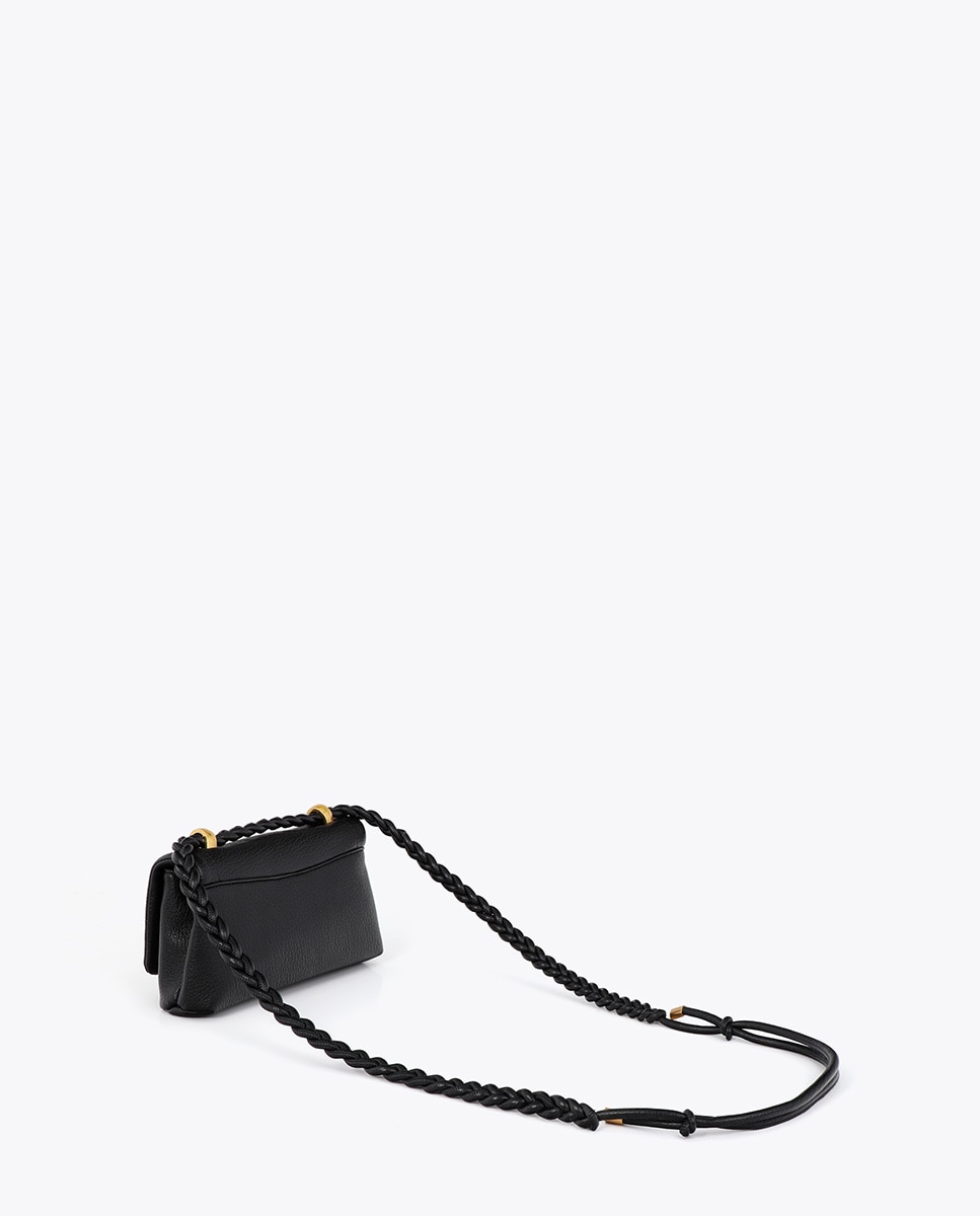 Bandolera con solapa asa trenzada - Lola Casademunt - Negro Negro-4
