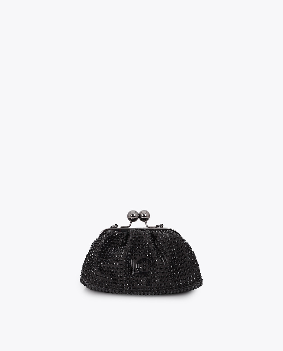 Imagen 0 de Bolso de hombro cristales con asa de cadena Negro