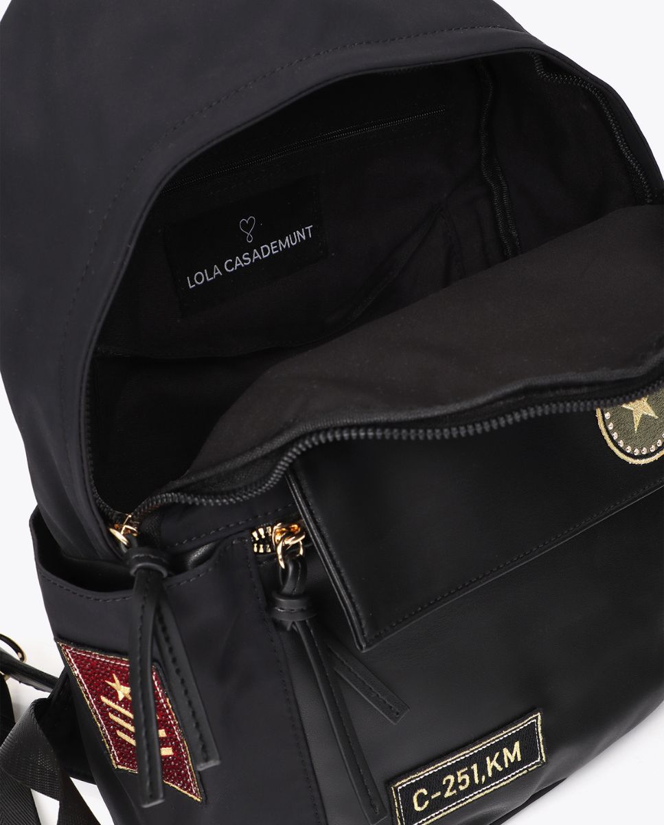 Mochila nylon con parches - Lola Casademunt - Negro Negro-5