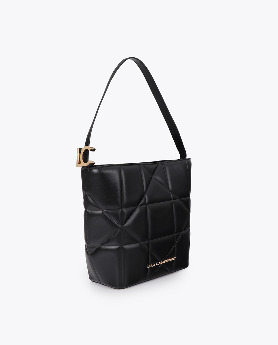 Bolso de hombro hobo acolchado detalle lc metálica - Lola Casademunt - Negro Negro-3