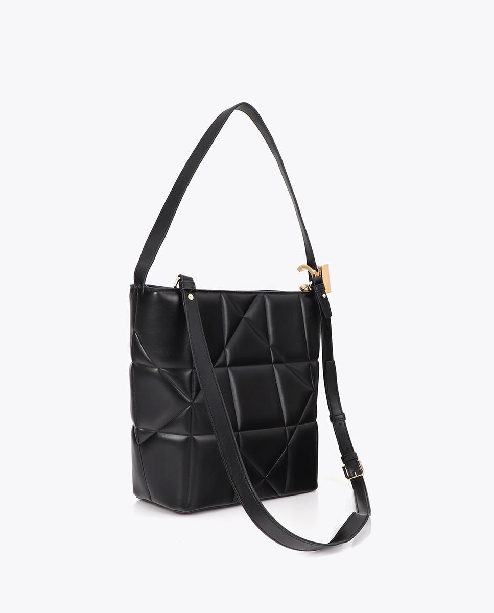 Bolso de hombro hobo acolchado detalle lc metálica - Lola Casademunt - Negro Negro-4