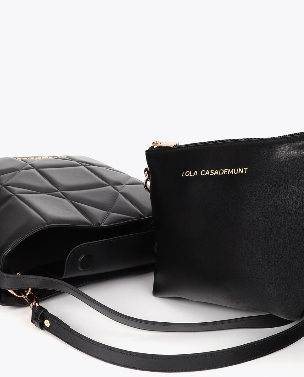 Bolso de hombro hobo acolchado detalle lc metálica - Lola Casademunt - Negro Negro-5