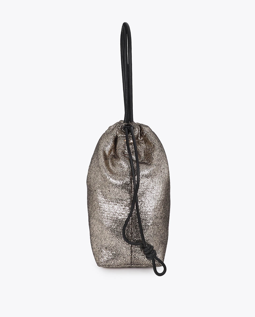 Shopper tejido fantasía combinado con efecto piel - Lola Casademunt - Oro Oro-4