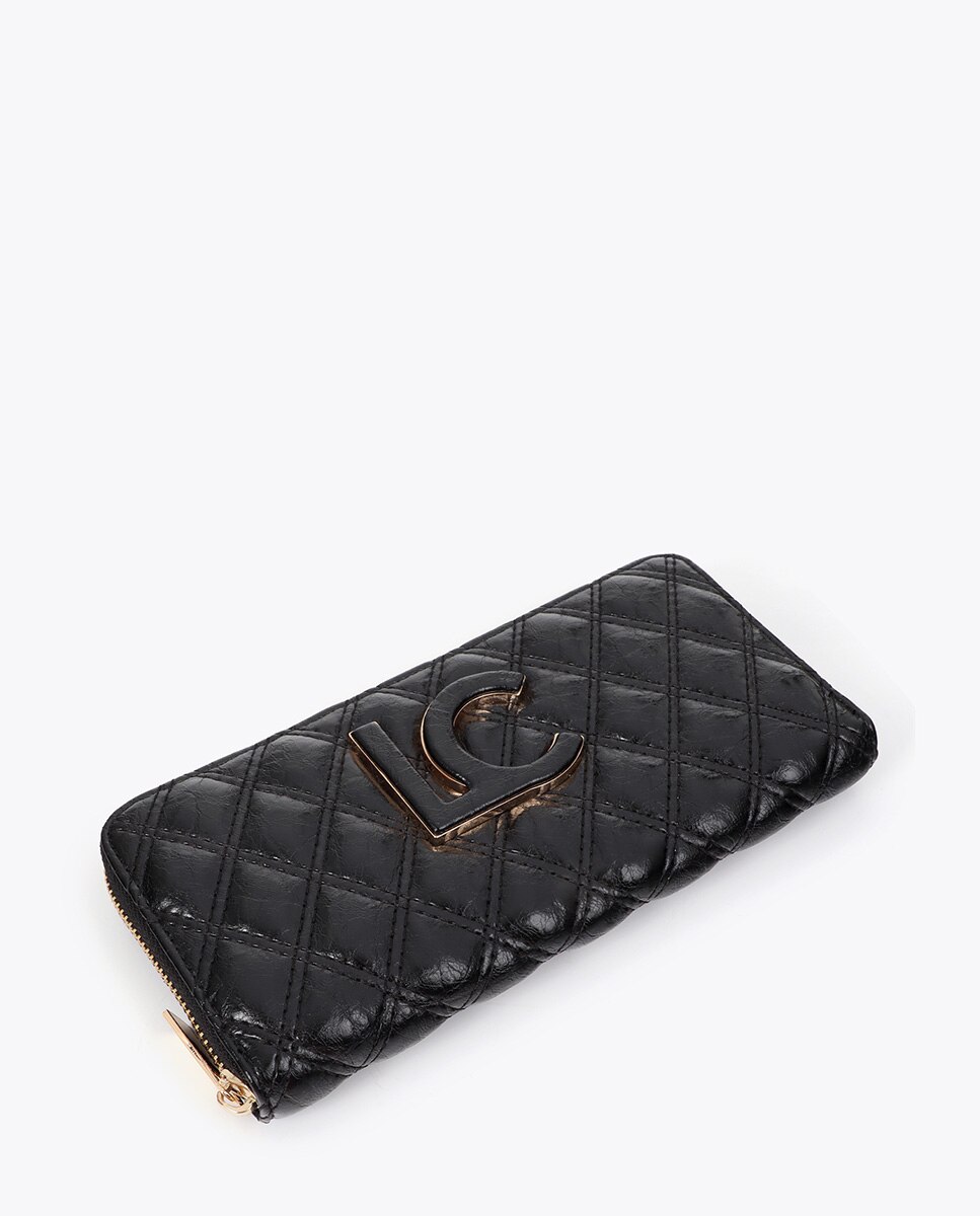 Cartera acolchado con doble pespunte y tirador tubular - Lola Casademunt - Negro Negro-3