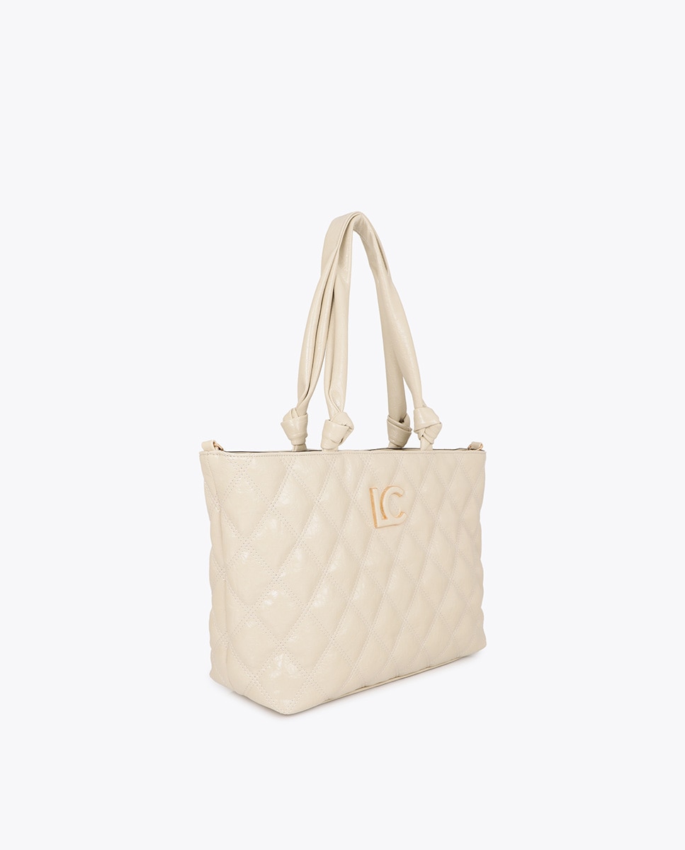 Shopper acolchada con doble pespunte - Lola Casademunt - Blanco Blanco-3