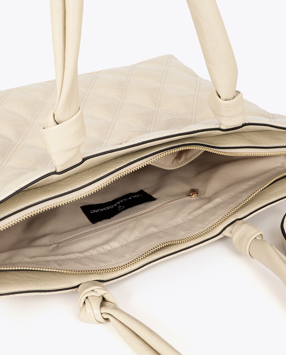 Shopper acolchada con doble pespunte - Lola Casademunt - Blanco Blanco-5