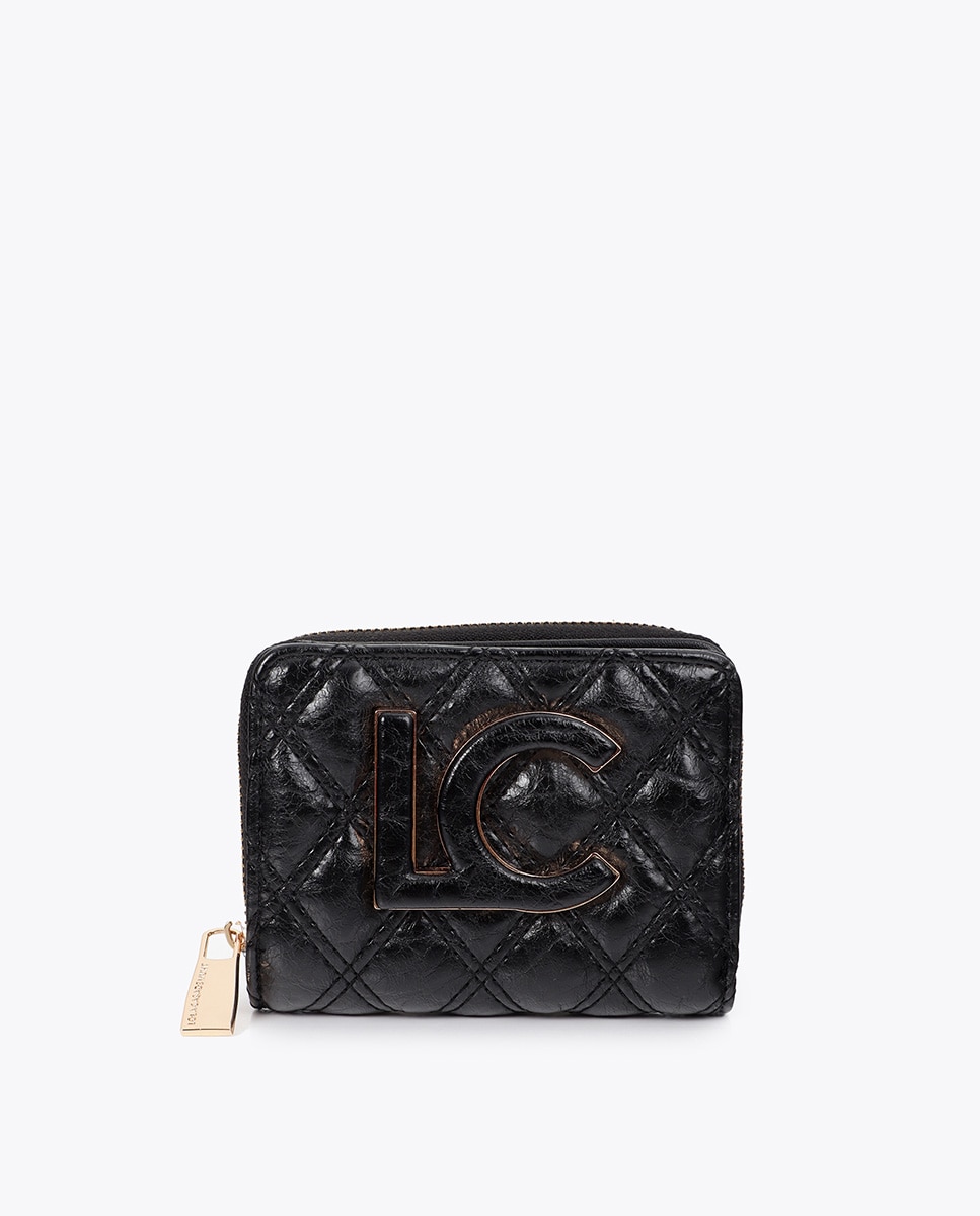 Monedero acolchado con doble pespunte y tirador tubular - Lola Casademunt - Negro Negro-1