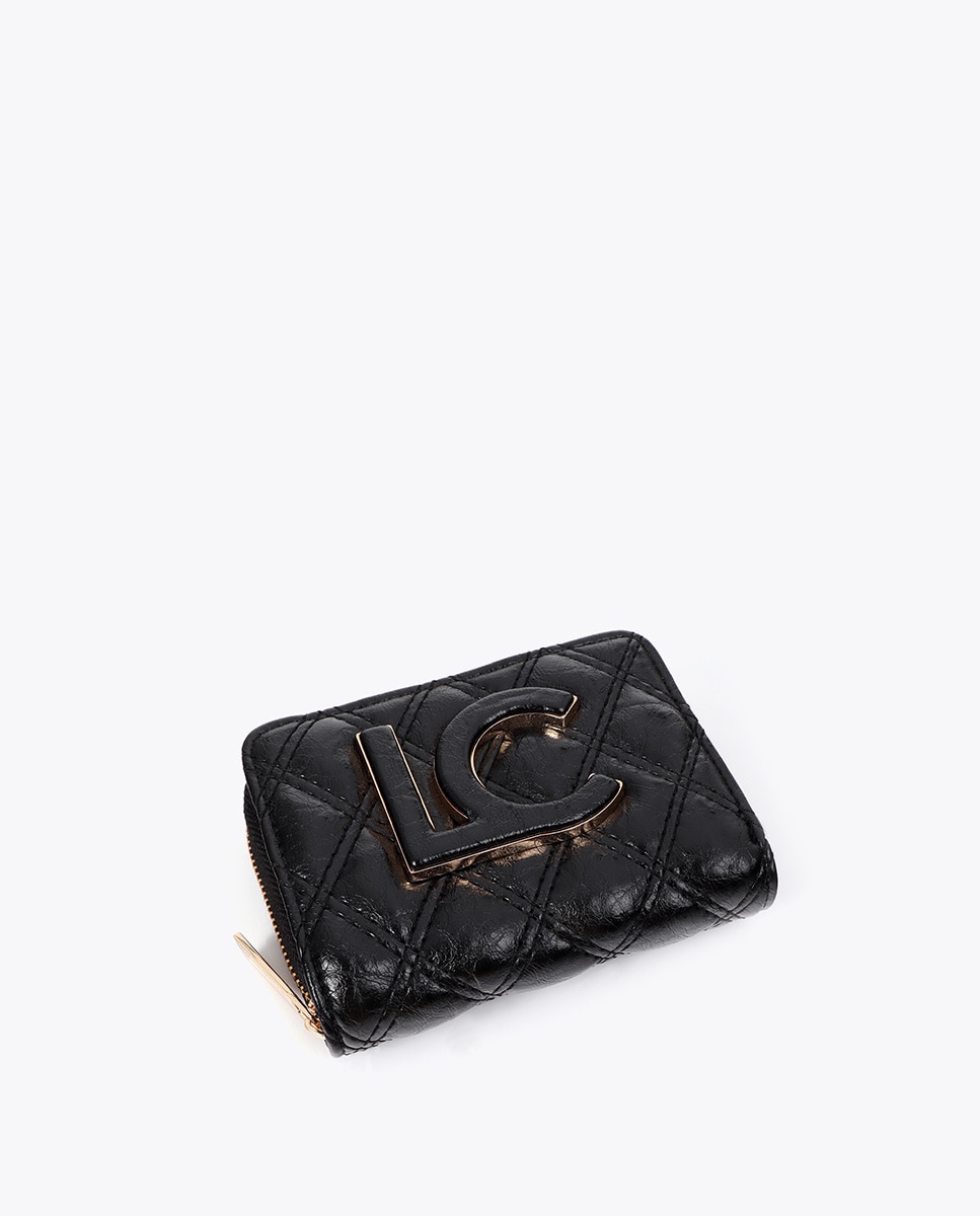Monedero acolchado con doble pespunte y tirador tubular - Lola Casademunt - Negro Negro-3