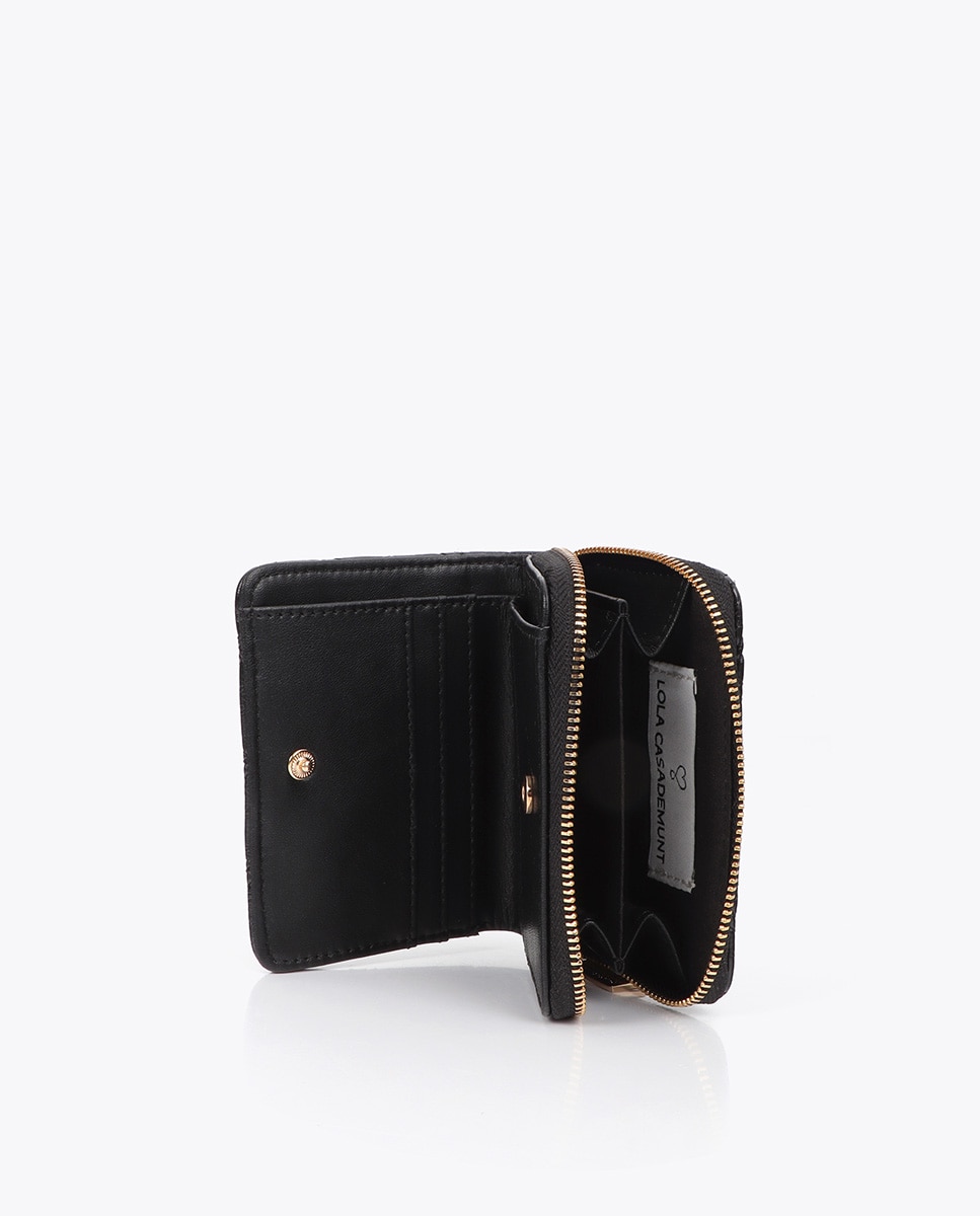 Monedero acolchado con doble pespunte y tirador tubular - Lola Casademunt - Negro Negro-4