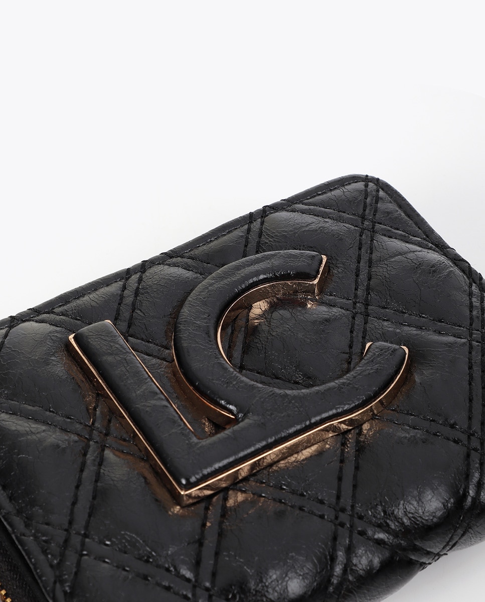Monedero acolchado con doble pespunte y tirador tubular - Lola Casademunt - Negro Negro-5