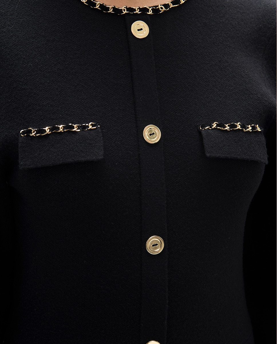 Vestido de punto corto con detalle de cadenas - Lola Casademunt - Negro Negro-5