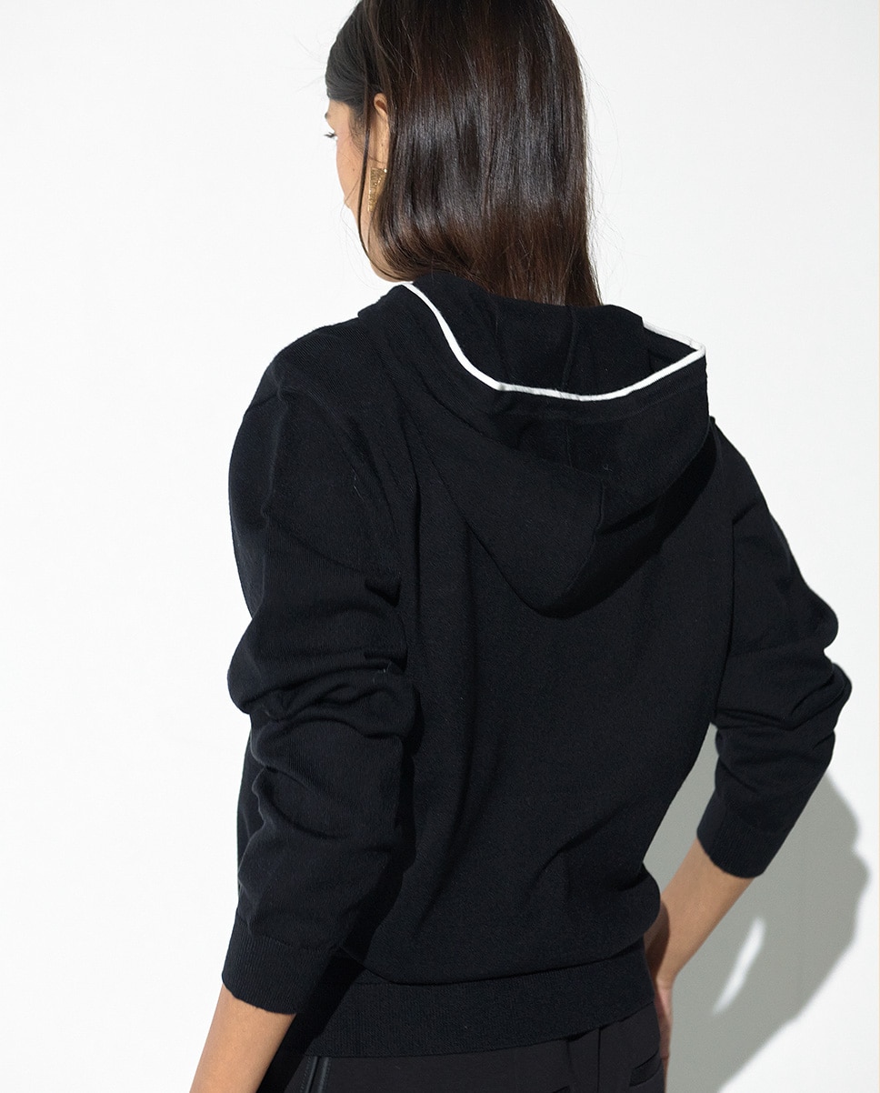 Jersey de mujer con capucha parche perlas - Lola Casademunt - Negro Negro-4