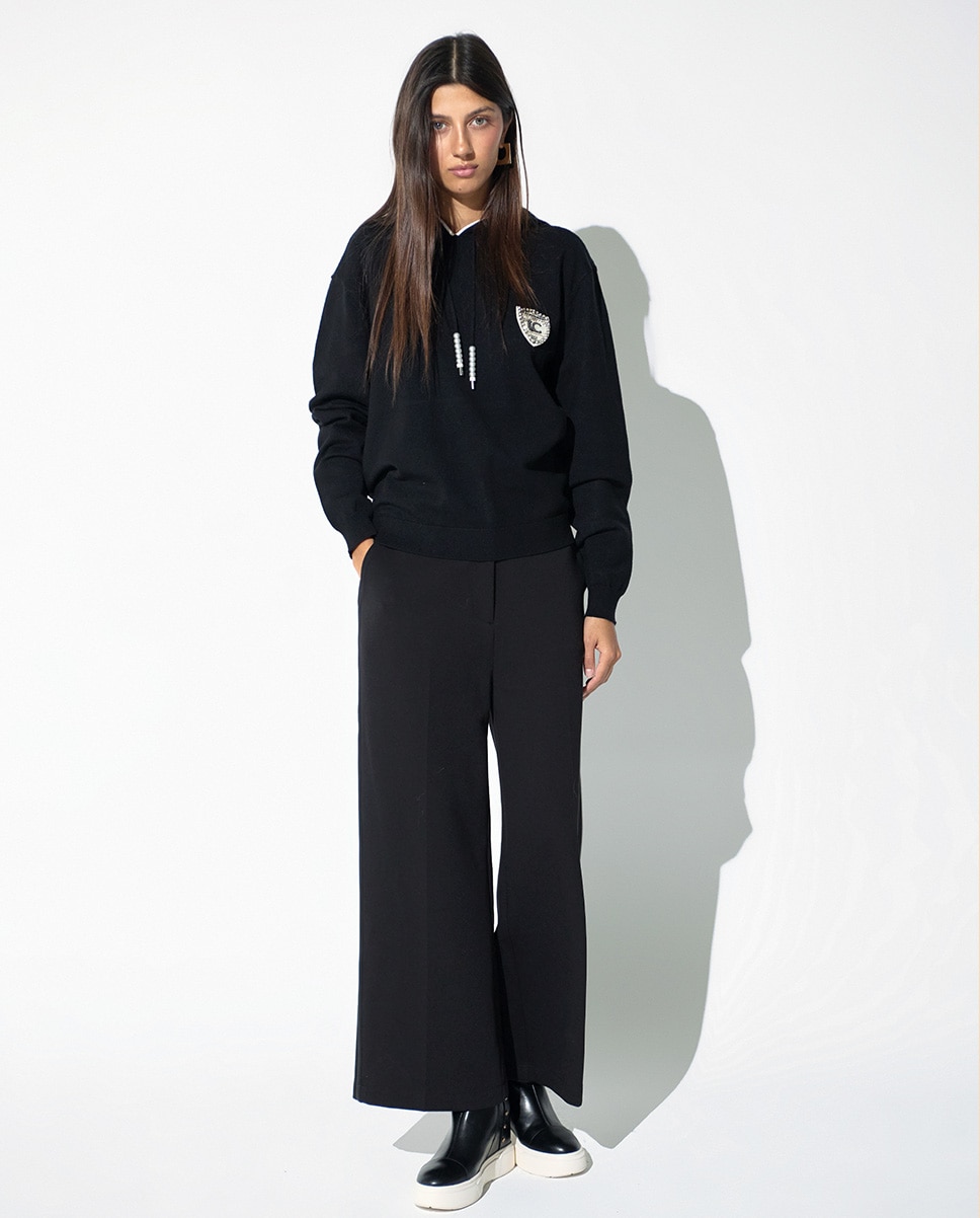 Jersey de mujer con capucha parche perlas - Lola Casademunt - Negro Negro-5