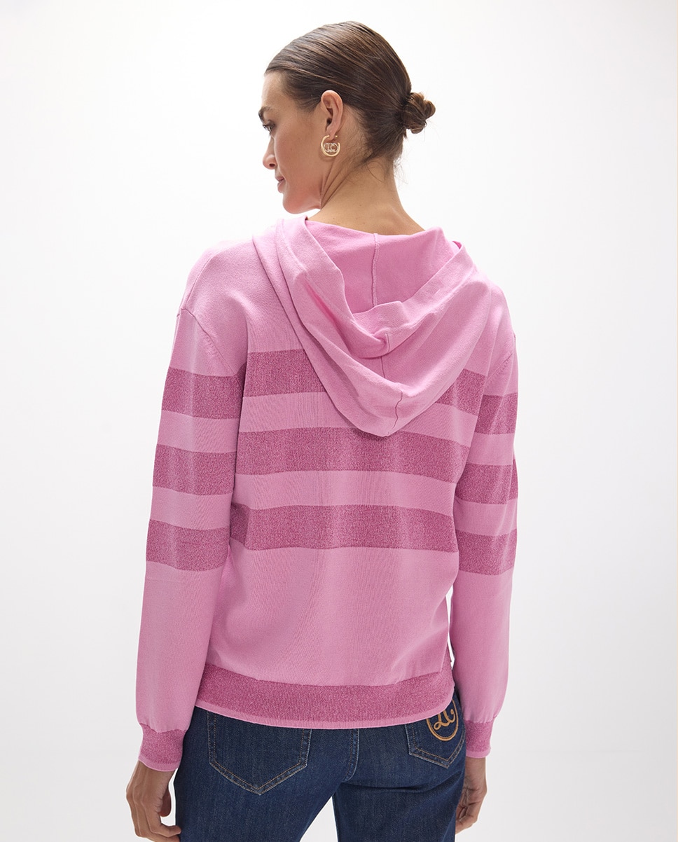 Jersey de mujer rayas con capucha - Lola Casademunt - Rosa Rosa-3