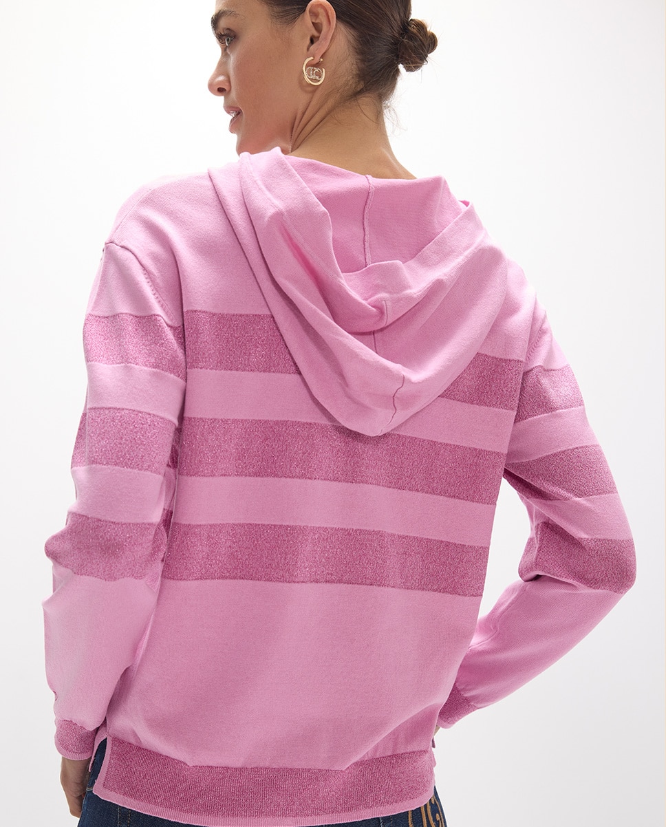 Jersey de mujer rayas con capucha - Lola Casademunt - Rosa Rosa-4